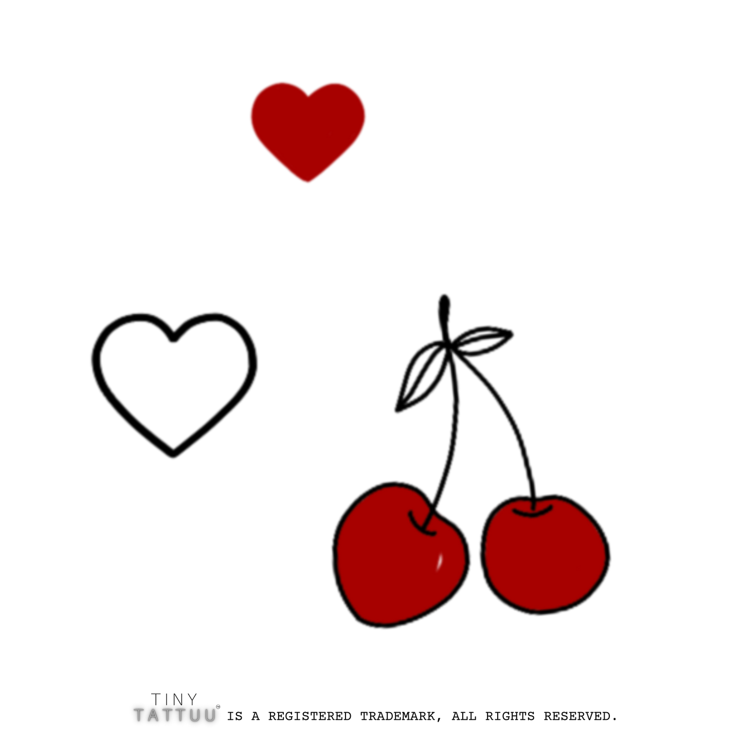 cherry & hearts temporary tattuu
