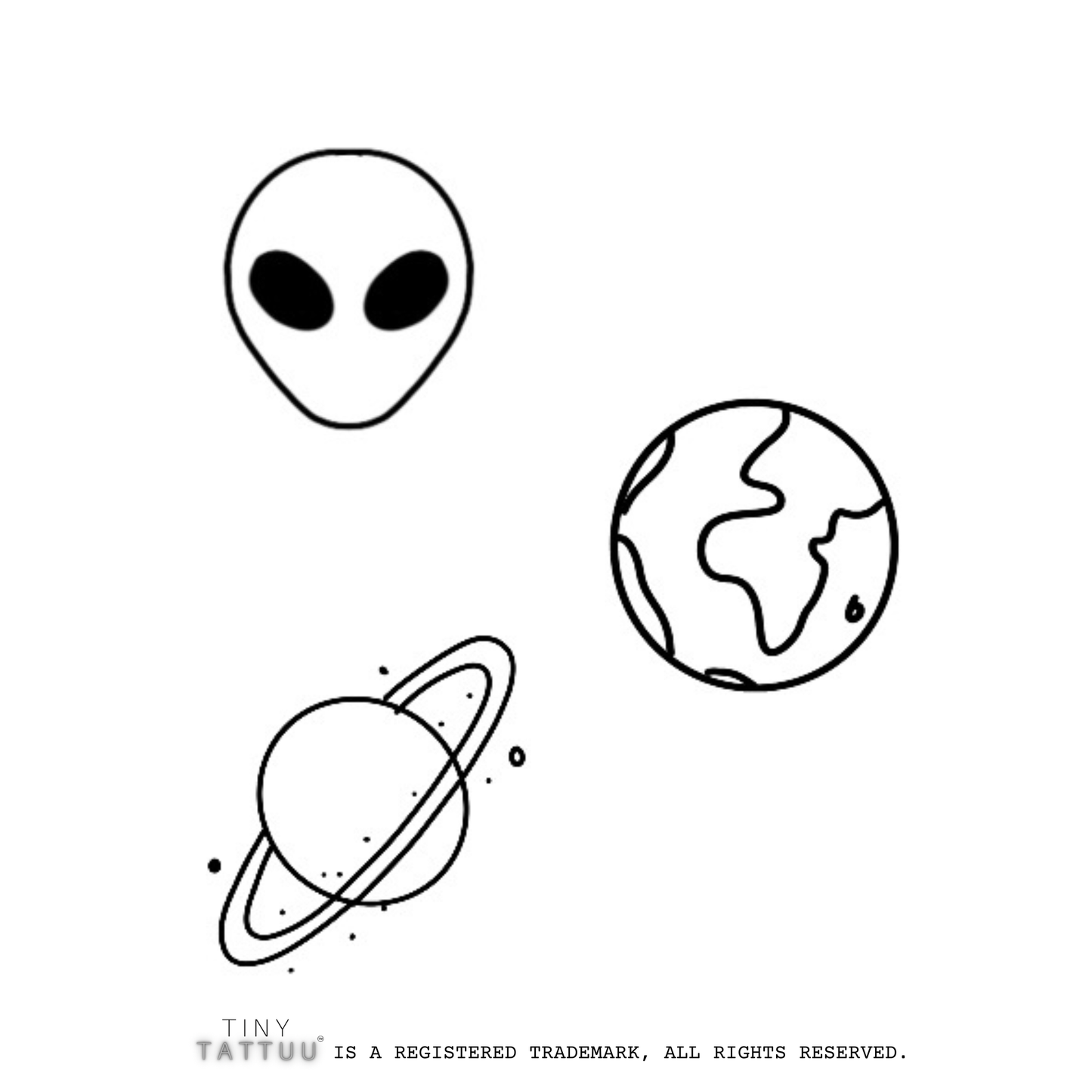 alien & planets temporary tattuu
