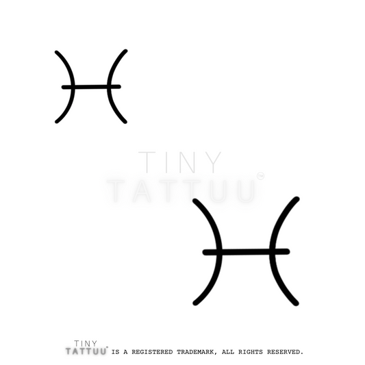 Black astrological symbol on a white background with 'Tiny Tattuu' branding.