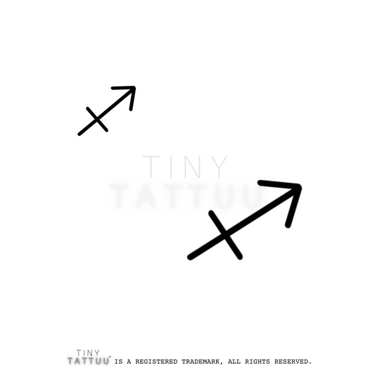 Black arrow design on a white background with 'TINY TATTOO' branding.