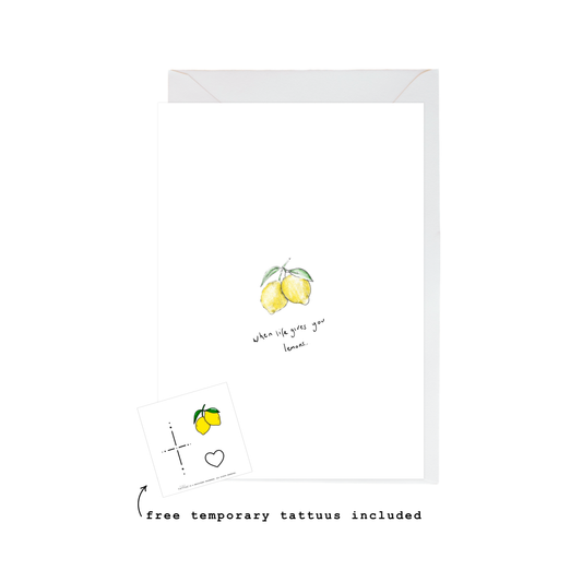 Framed artwork with lemon illustrations and text on a white background